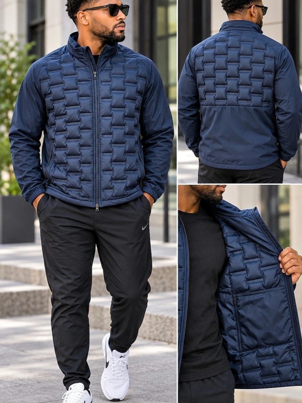 Nike AeroLoft Hybrid Running Jacket Men's Blue Puffer